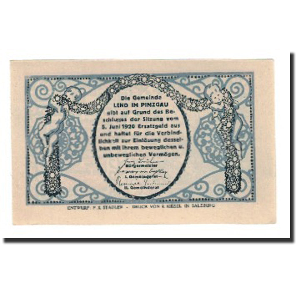 Banconote, Austria, Lend Sbg. Gemeinde, 50 Heller, Cherubins, 1920, 1920-06-05