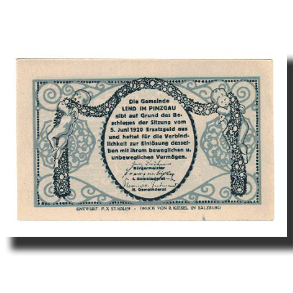 Banknot, Austria, Lend Sbg. Gemeinde, 50 Heller, Cherubins 3, 1920, 1920-06-05