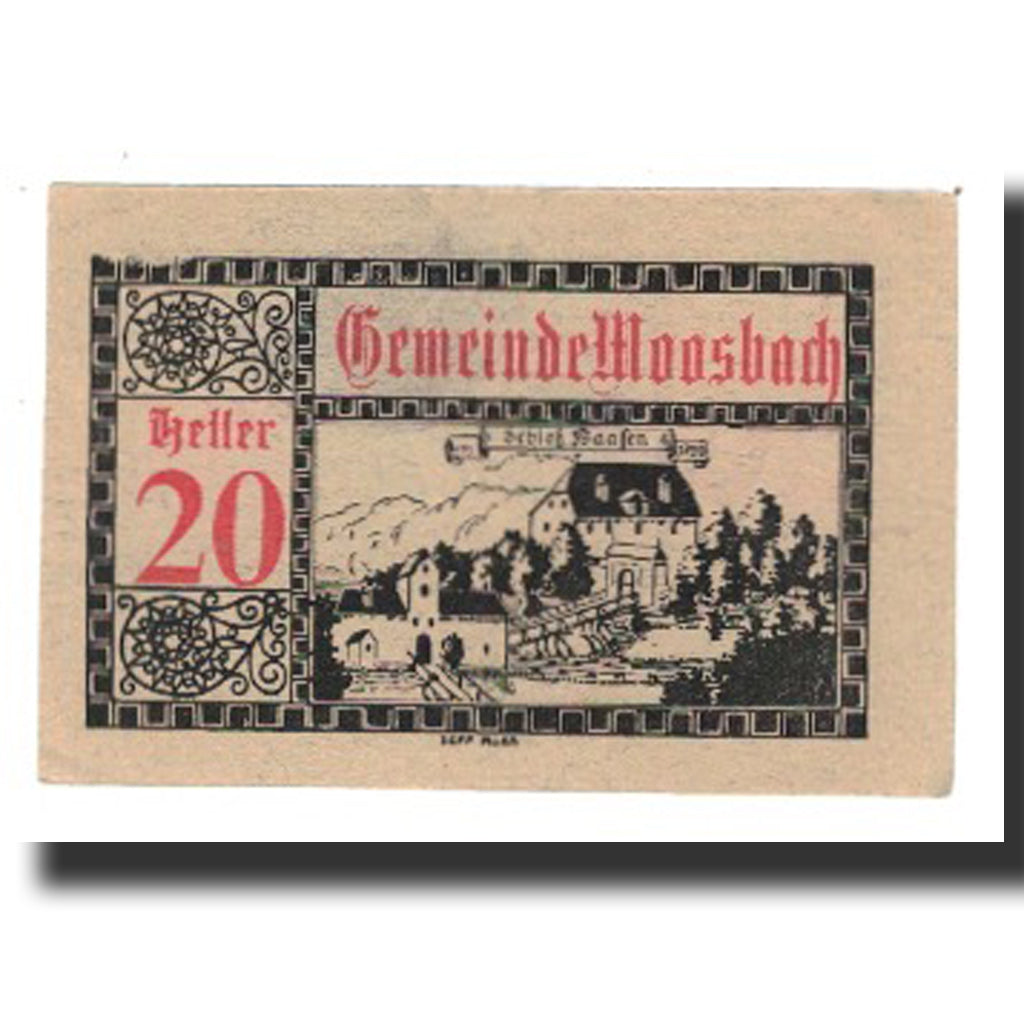 Banconote, Austria, Moosbach O.Ö. Gemeinde, 20 Heller, Faucille 2, 1920