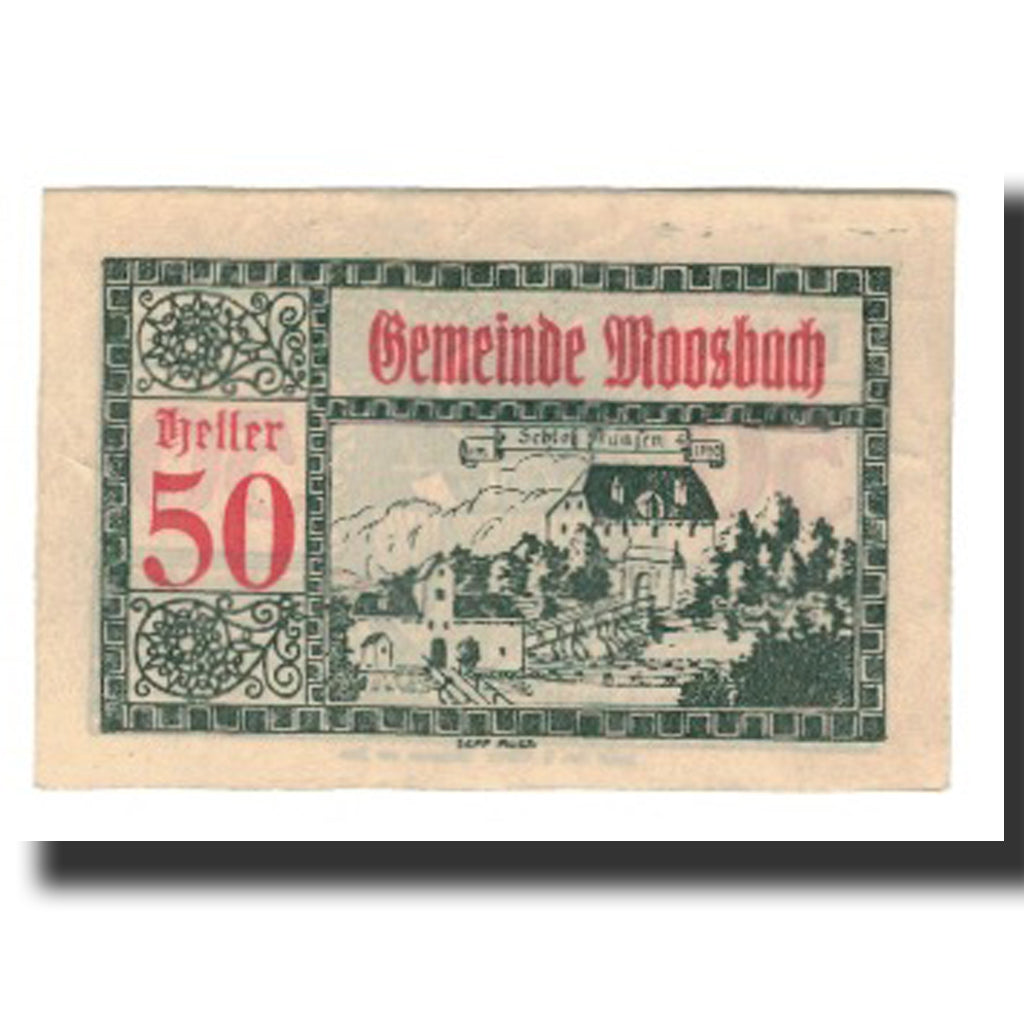 Banconote, Austria, Moosbach O.Ö. Gemeinde, 50 Heller, Faucille 3, 1920