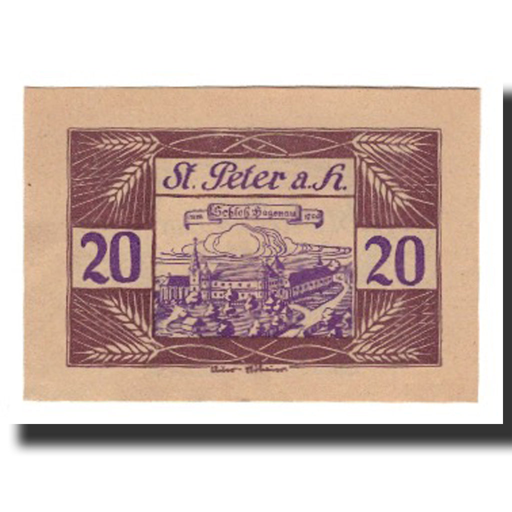 Banconote, Austria, St. Peter am Hart O.Ö. Gemeinde, 20 Heller, valeur faciale