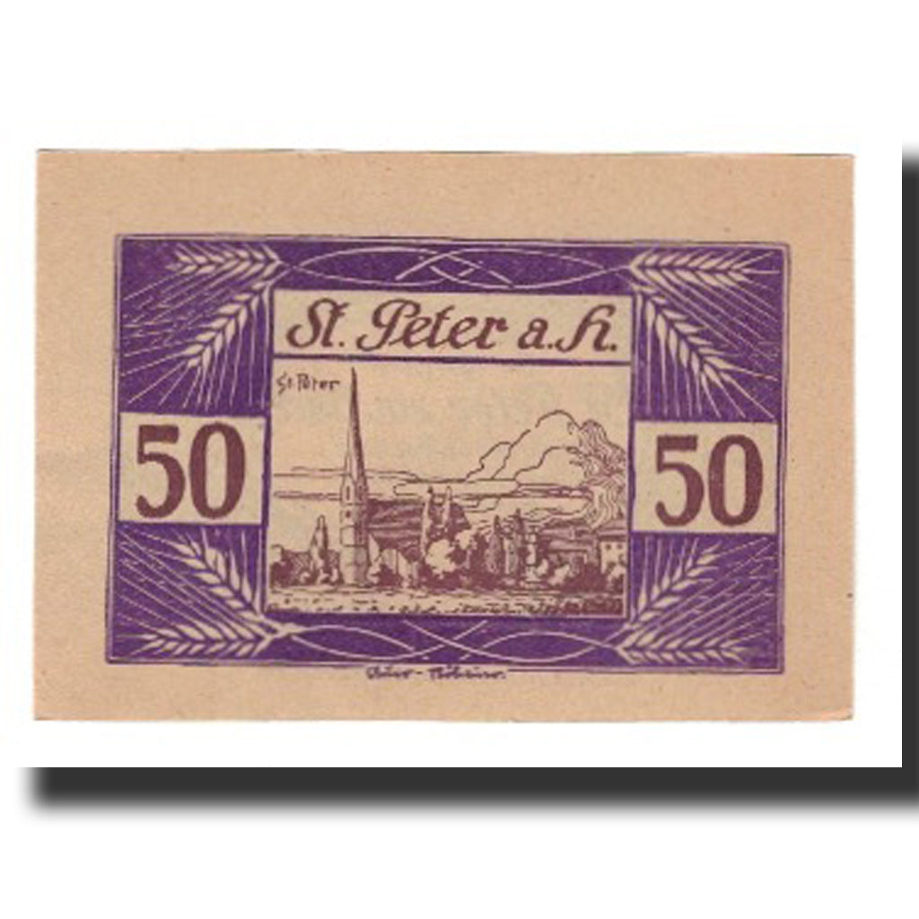 Banconote, Austria, St. Peter am Hart O.Ö. Gemeinde, 50 Heller, valeur faciale