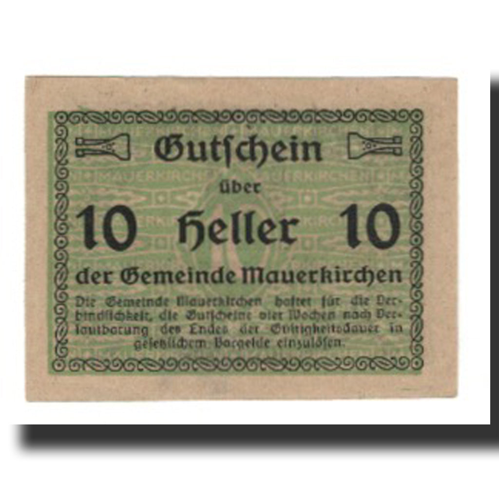 Banconote, Austria, Mauerkirchen, 10 Heller, Blason, SPL-, Mehl:FS 598II