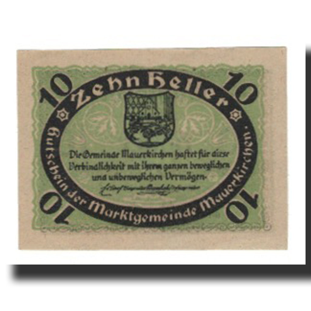 Banconote, Austria, Mauerkirchen, 10 Heller, Blason, SPL-, Mehl:FS 598II