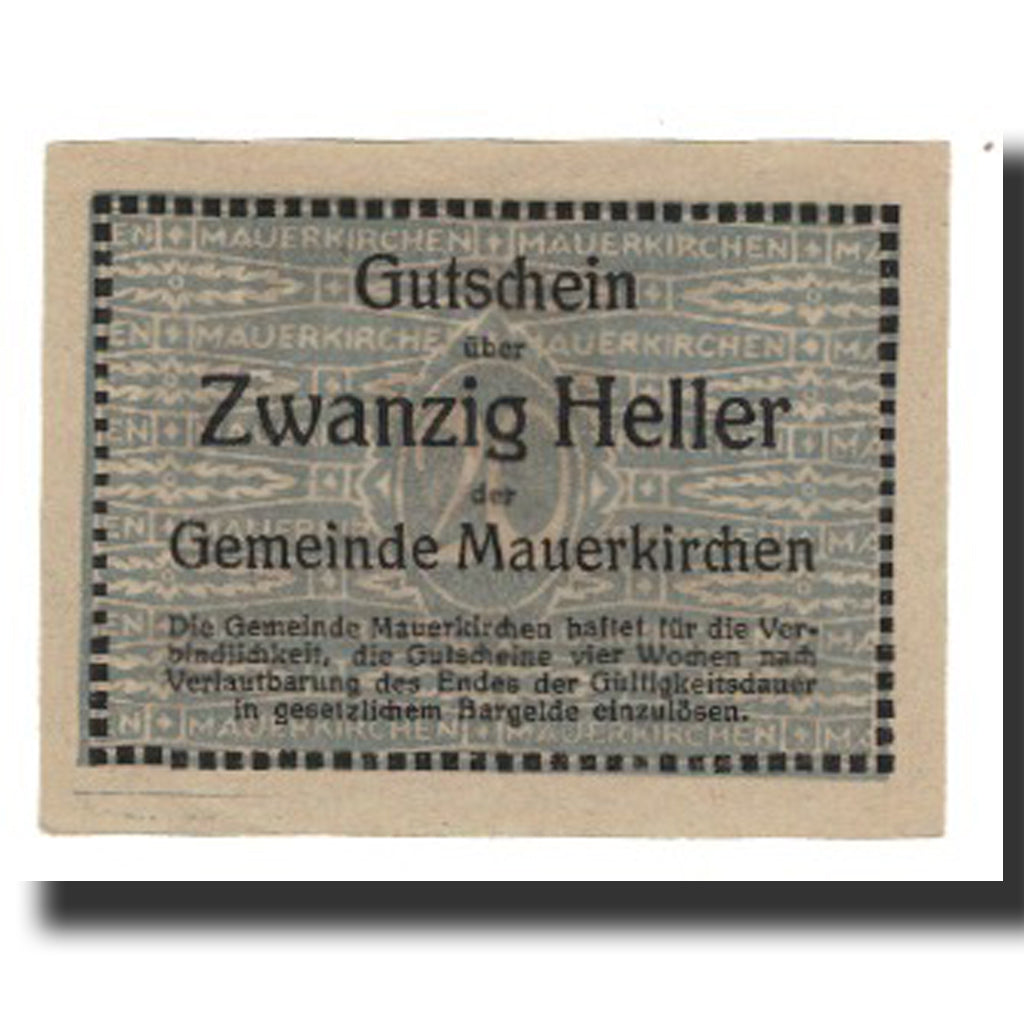 Banconote, Austria, Mauerkirchen, 20 Heller, Texte, SPL-, Mehl:FS 598II