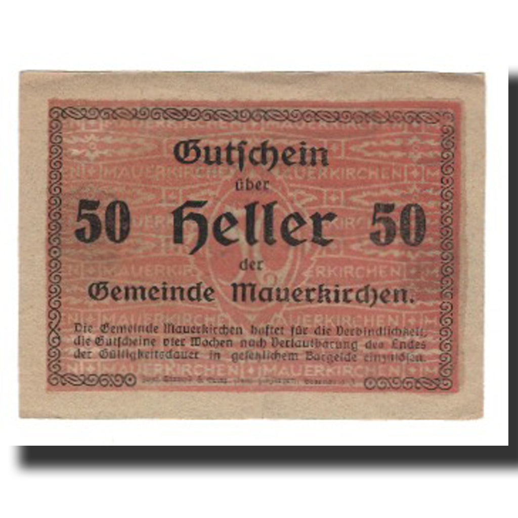 Banconote, Austria, Mauerkirchen, 50 Heller, texte 1, SPL-, Mehl:FS 598II