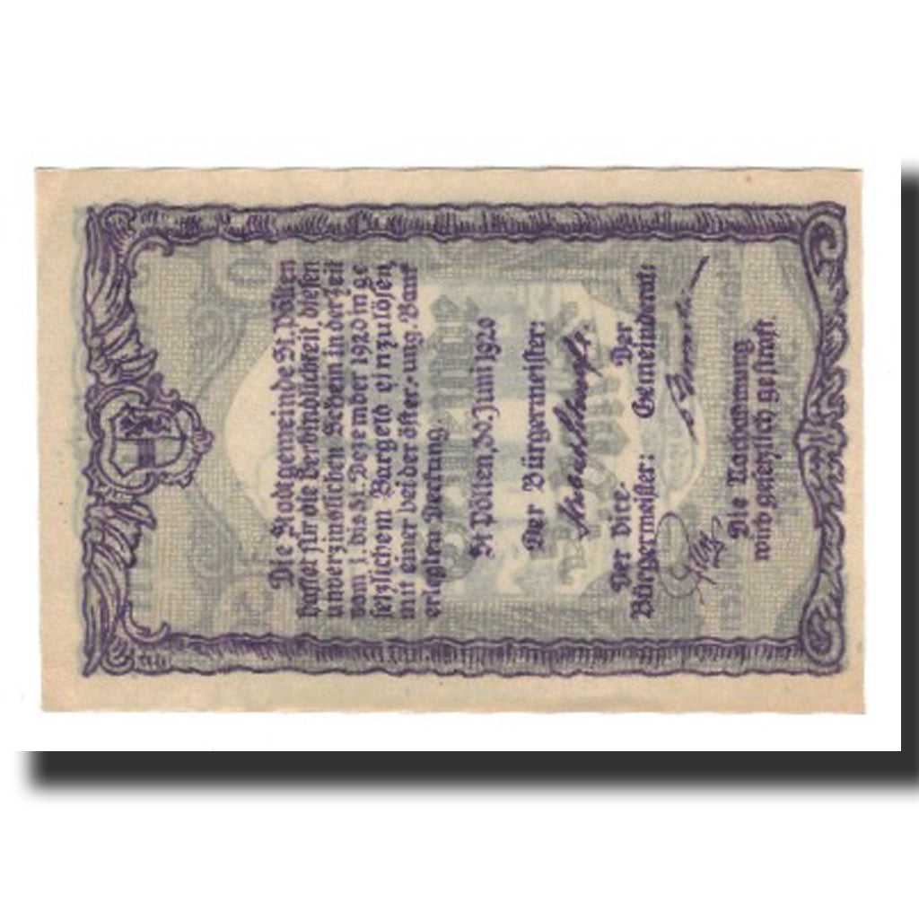Banconote, Austria, St Pölten, 50 Heller, Texte 2, 1920, 1920-12-31, SPL-