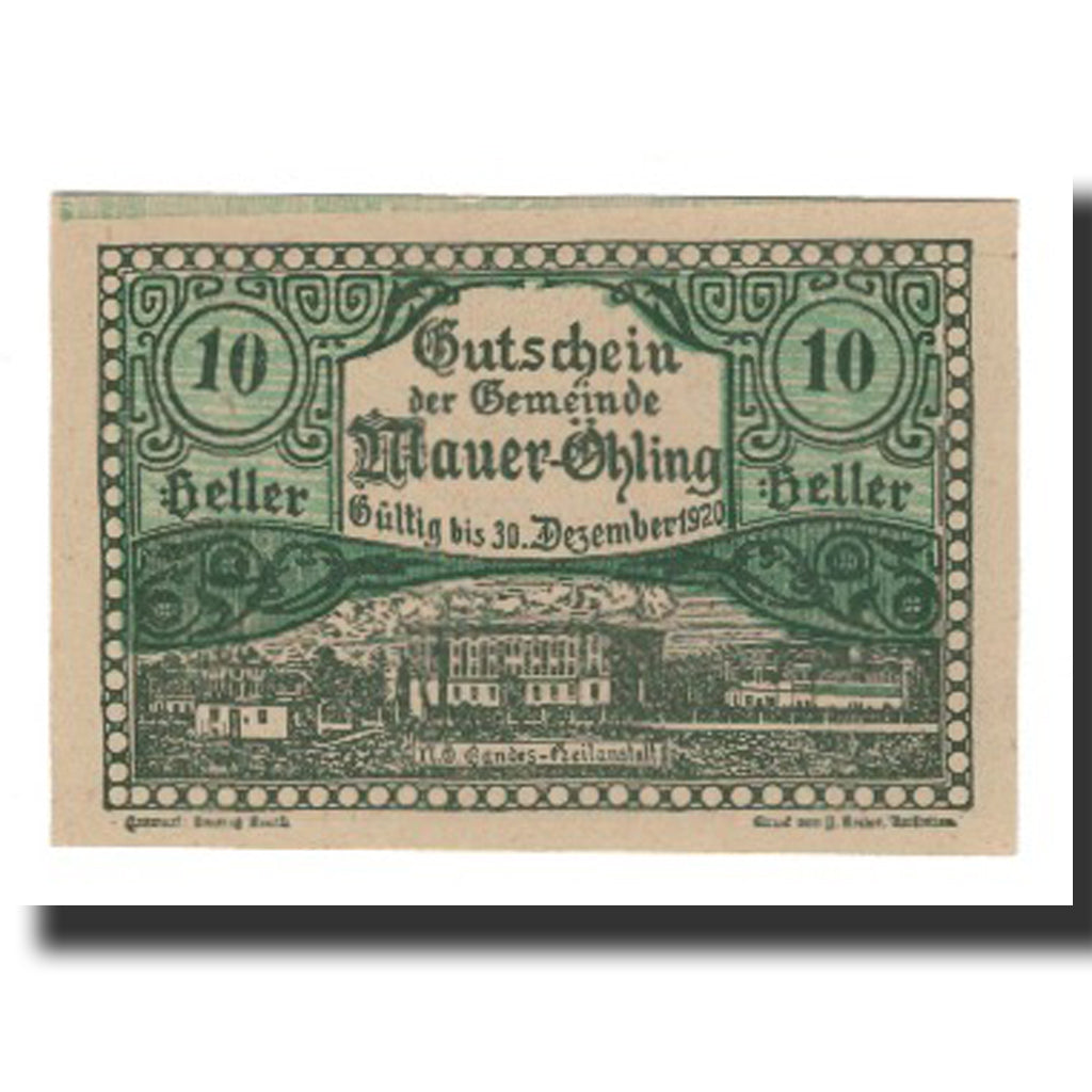 Biljet, Oostenrijk, Mauer - Öhling N.Ö. Gemeinde, 10 Heller, Texte, 1920