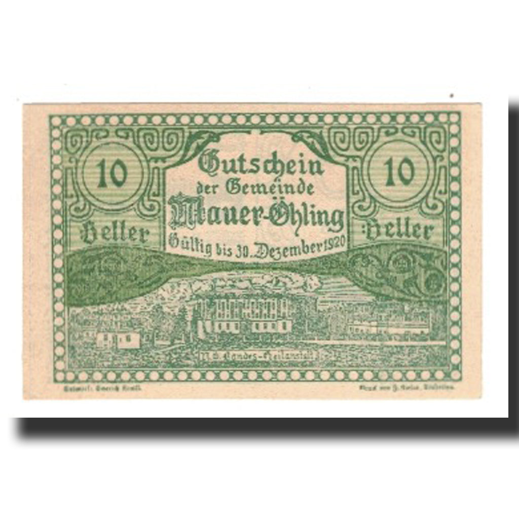 Banconote, Austria, Mauer - Öhling N.Ö. Gemeinde, 10 Heller, texte 1, 1920