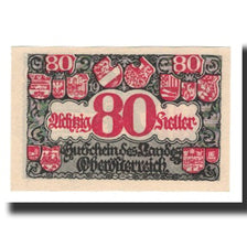 Banknote, Austria, Oberösterreich, 80 Heller, Blason, 1920, 1920-03-01