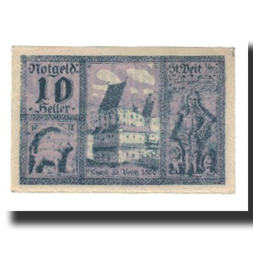 Banknot, Austria, St. Veit im Mühlkreis O.Ö. Gemeinde, 10 Heller, Texte, 1920