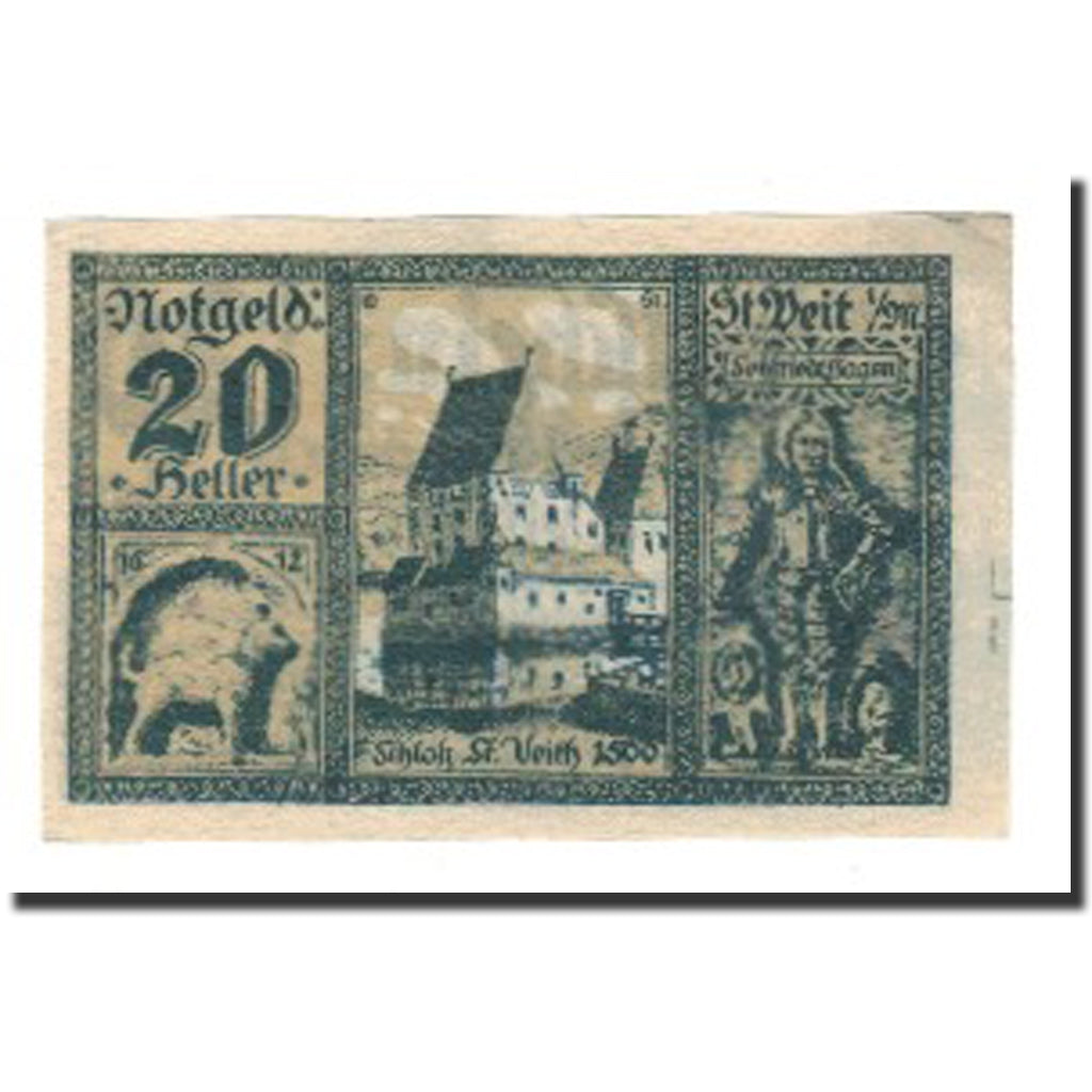 Biljet, Oostenrijk, St. Veit im Mühlkreis O.Ö. Gemeinde, 20 Heller, texte 1