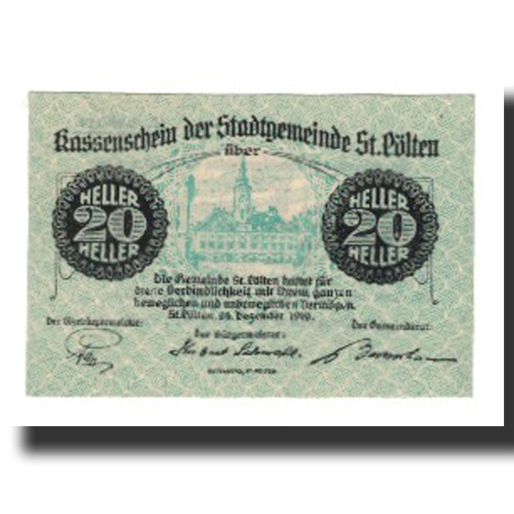 Banconote, Austria, St Pölten, 20 Heller, texte 1, 1920, 1920-06-30, SPL-