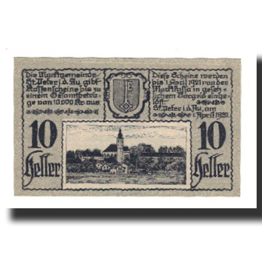 Geldschein, Österreich, St. Peter in der Au N.Ö. Marktgemeinde, 10 Heller