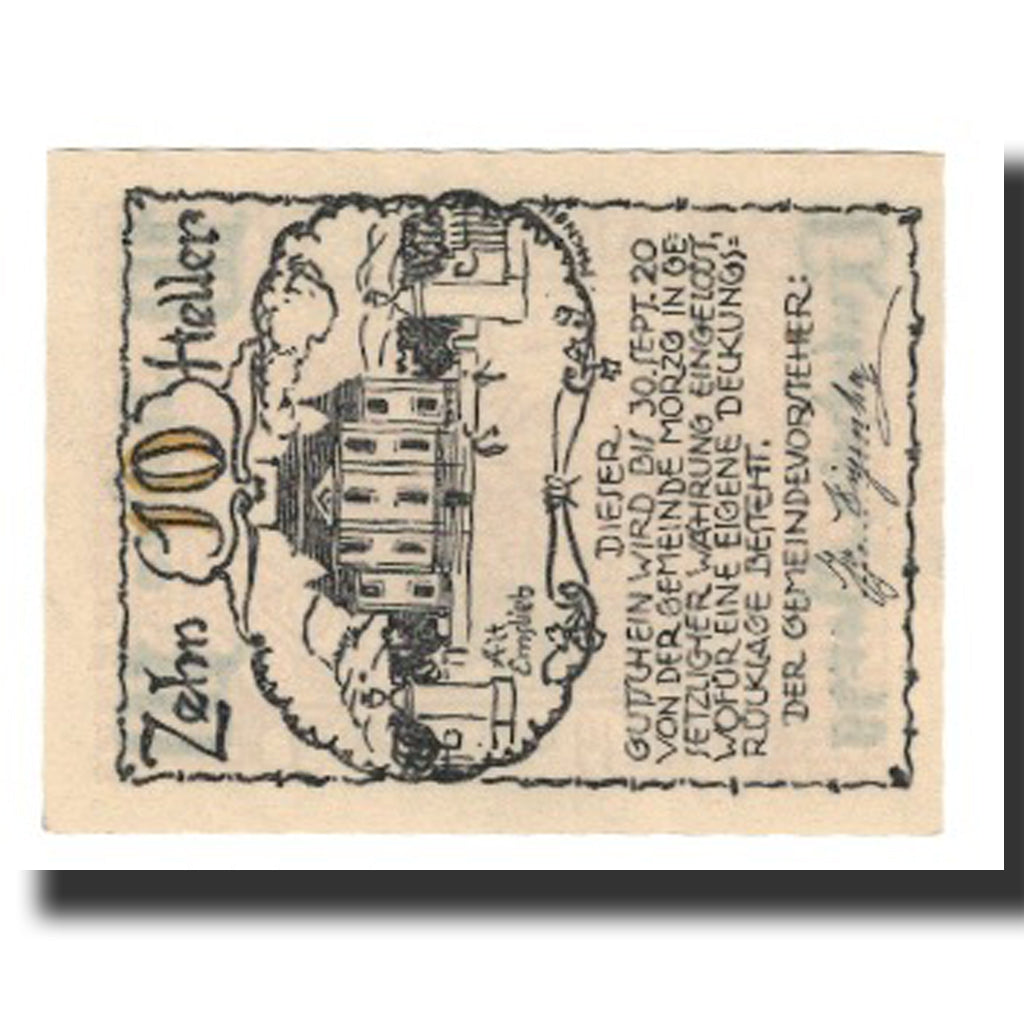 Banknot, Austria, Morzg, 10 Heller, Maison, 1920, 1920-09-30, UNC(65-70)