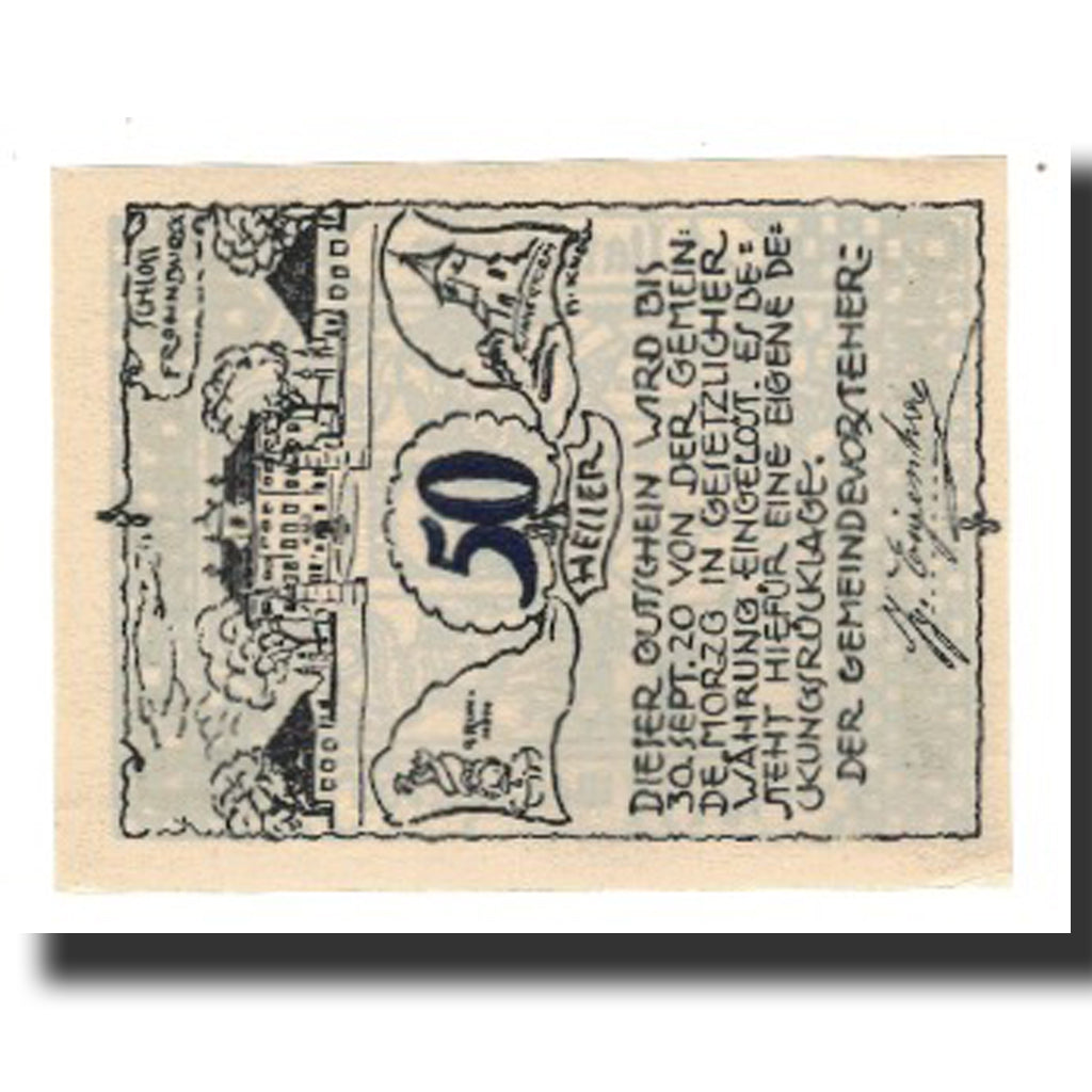 Biljet, Oostenrijk, Morzg, 50 Heller, maison 2, 1920, 1920-09-30, NIEUW, Mehl:FS
