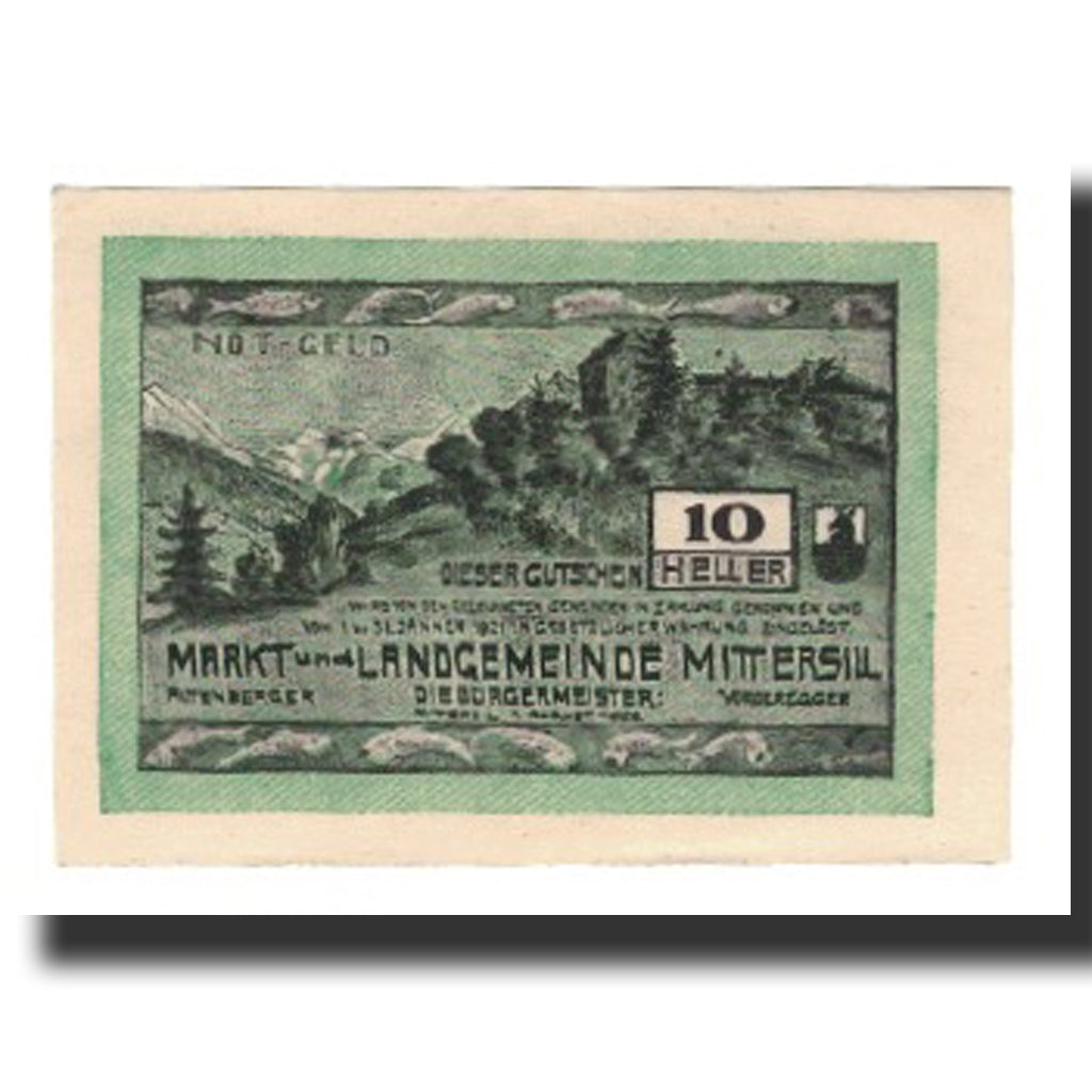 Banknot, Austria, Mittersill, 10 Heller, N.D, 1921, 1921-01-31, AU(55-58)