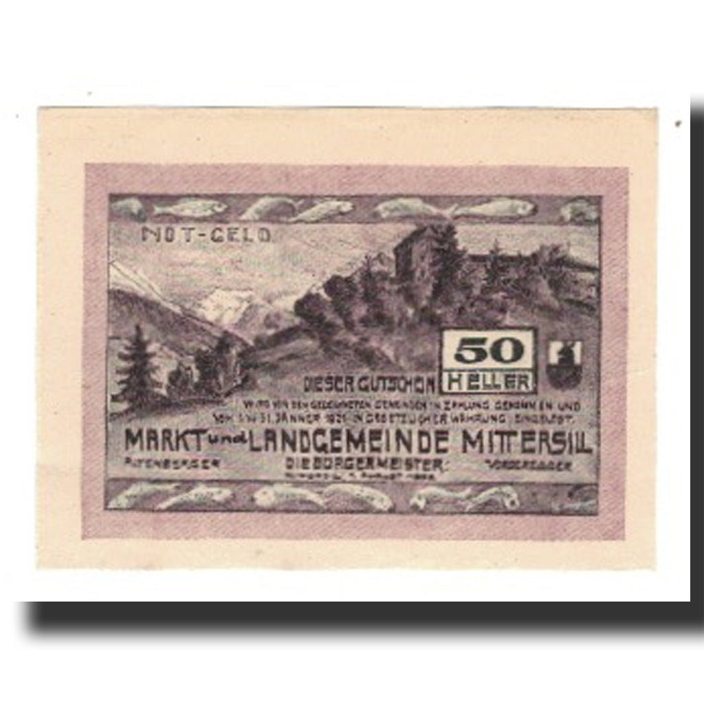 Geldschein, Österreich, Mittersill, 50 Heller, N.D, 1921, 1921-01-31, VZ