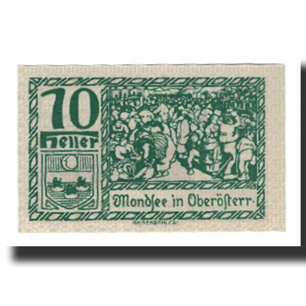 Banconote, Austria, Mondsee O.Ö. Marktgemeinde, 10 Heller, personnage, 1920