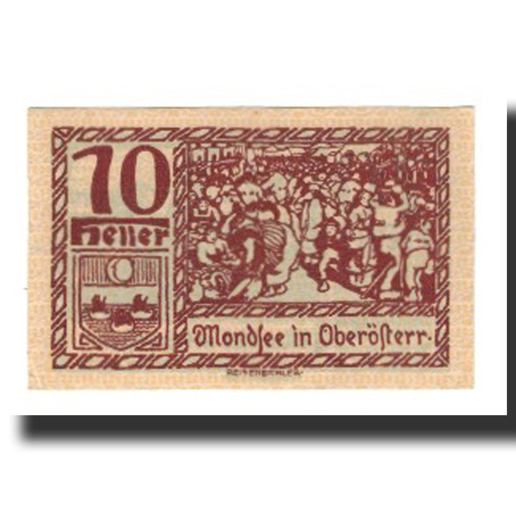 Banconote, Austria, Mondsee O.Ö. Marktgemeinde, 10 Heller, personnage 3, 1920