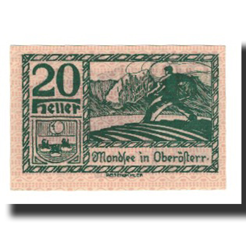 Banconote, Austria, Mondsee O.Ö. Marktgemeinde, 20 Heller, personnage 4, 1920