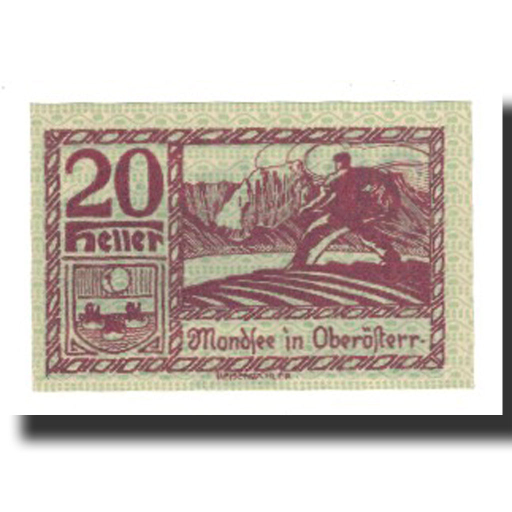 Banconote, Austria, Mondsee O.Ö. Marktgemeinde, 20 Heller, personnage 5, 1920