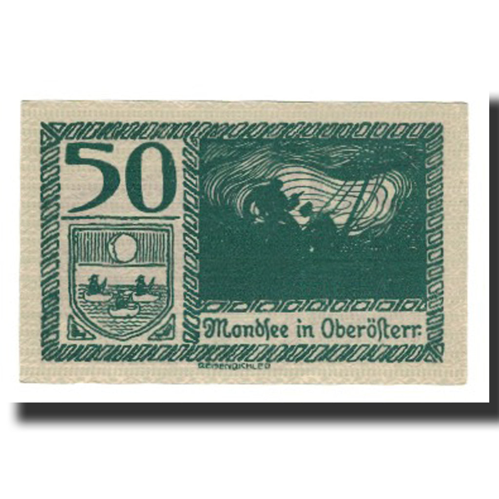 Banconote, Austria, Mondsee O.Ö. Marktgemeinde, 50 Heller, personnage 6, 1920