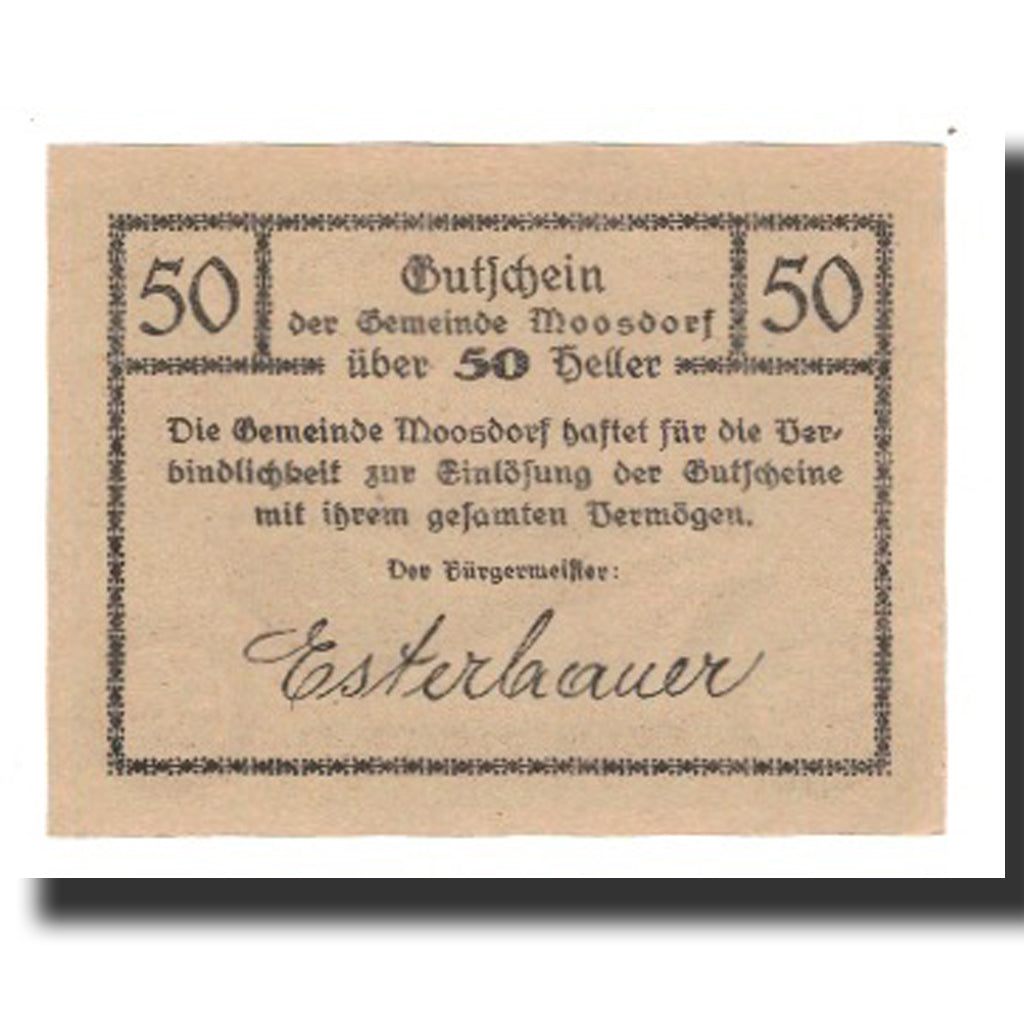 Banconote, Austria, Moosdorf, 50 Heller, Texte 3, 1920, 1920-12-31, SPL-