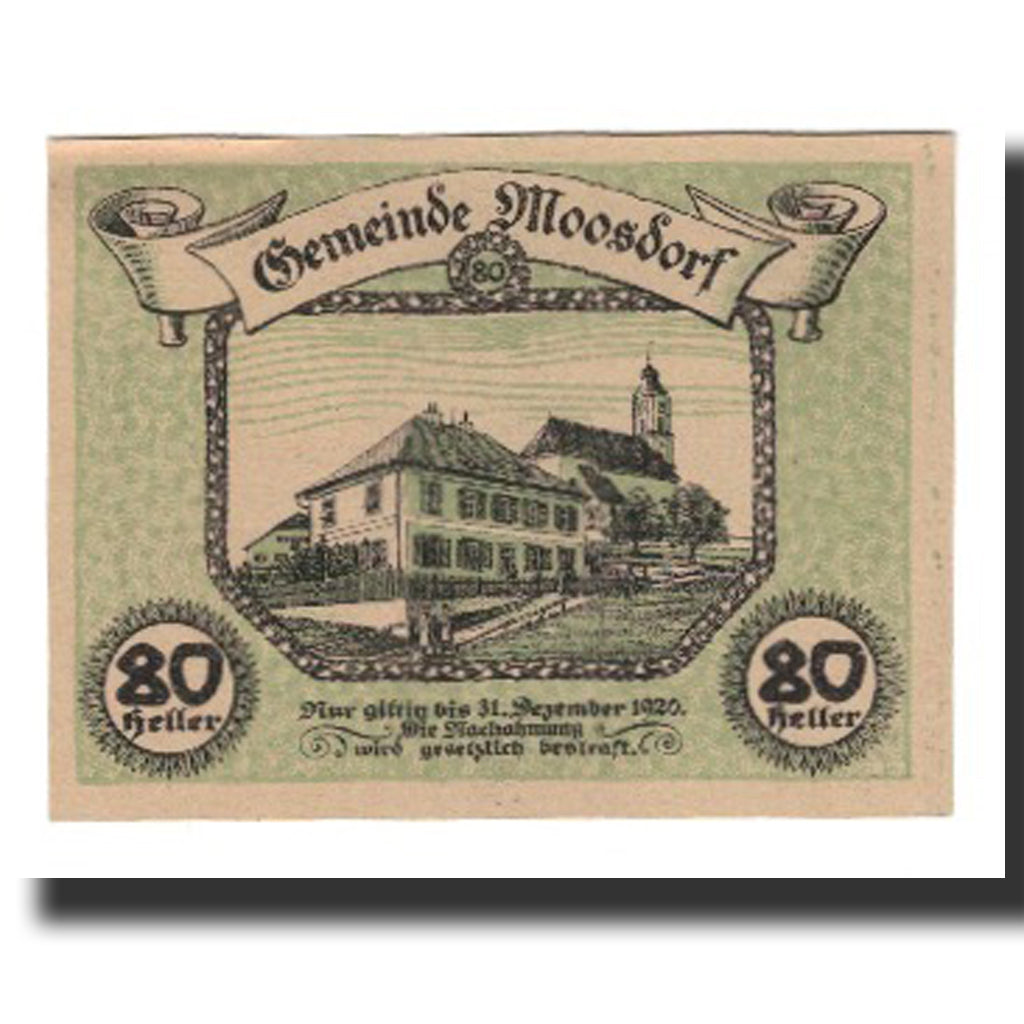 Geldschein, Österreich, Moosdorf, 80 Heller, Texte 4, 1920, 1920-12-31, VZ