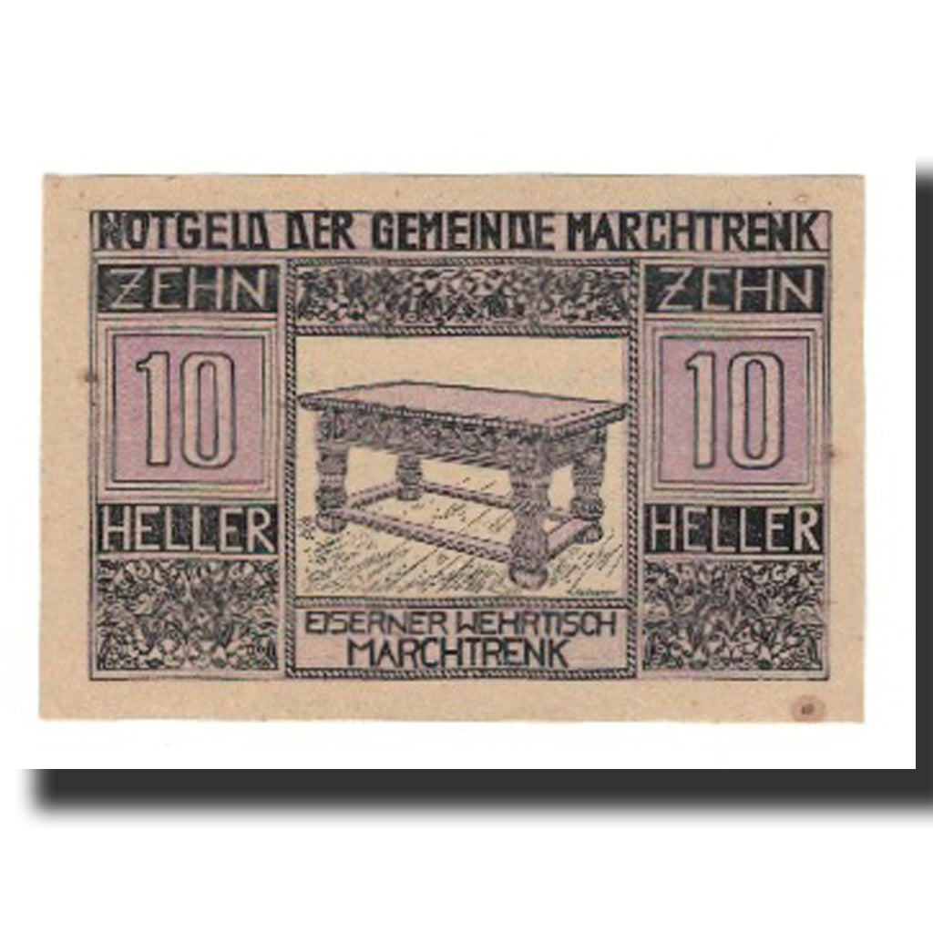 Banconote, Austria, Marchtrenk O.Ö. Gemeinde, 10 Heller, Texte 3, 1920