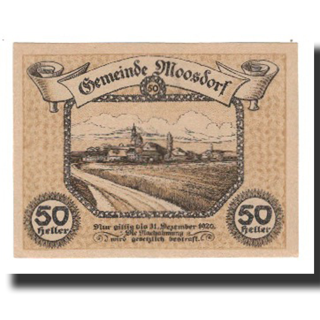 Banknote, Austria, Moosdorf, 50 Heller, texte 1, 1920, 1920-12-31, AU(55-58)
