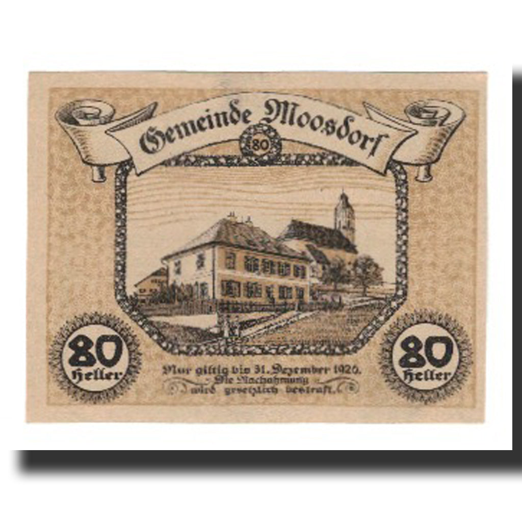 Geldschein, Österreich, Moosdorf, 80 Heller, Texte 3, 1920, 1920-12-31, VZ