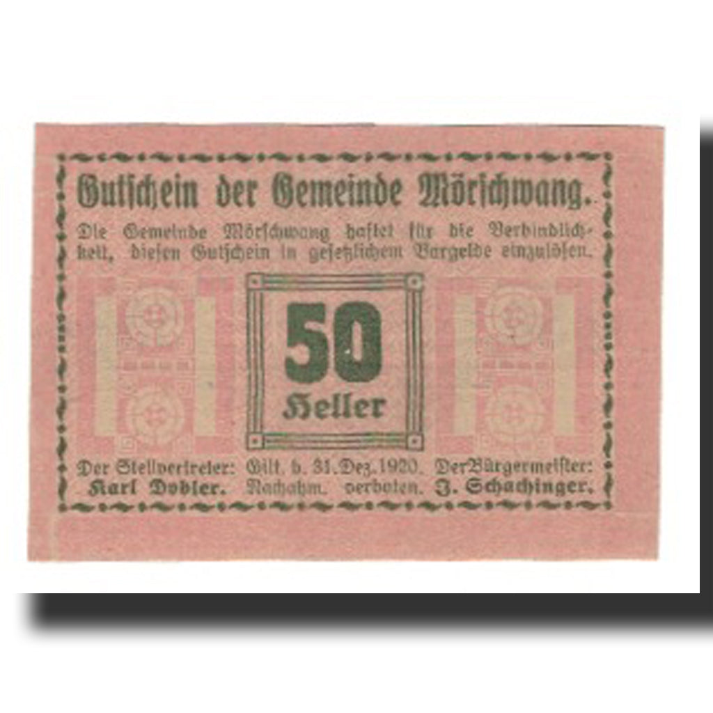 Banconote, Austria, Mörschwang O.Ö. Gemeinde, 50 Heller, valeur faciale 2
