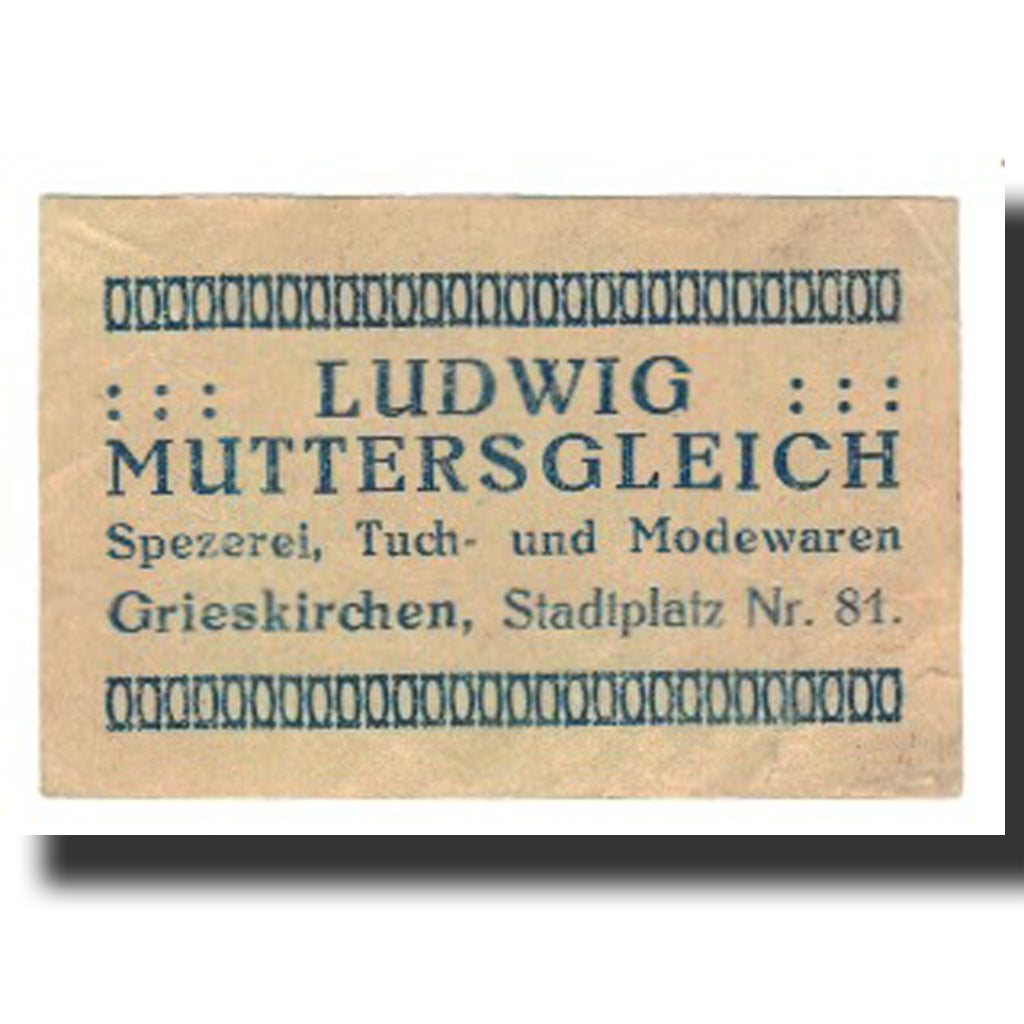 Nota, Áustria, Grieskirchen, 10 Heller, Texte, 1920, 1920-10-15, EF(40-45)