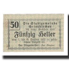 Nota, Áustria, Grieskirchen, 50 Heller, Texte 4, 1920, 1920-10-15, EF(40-45)