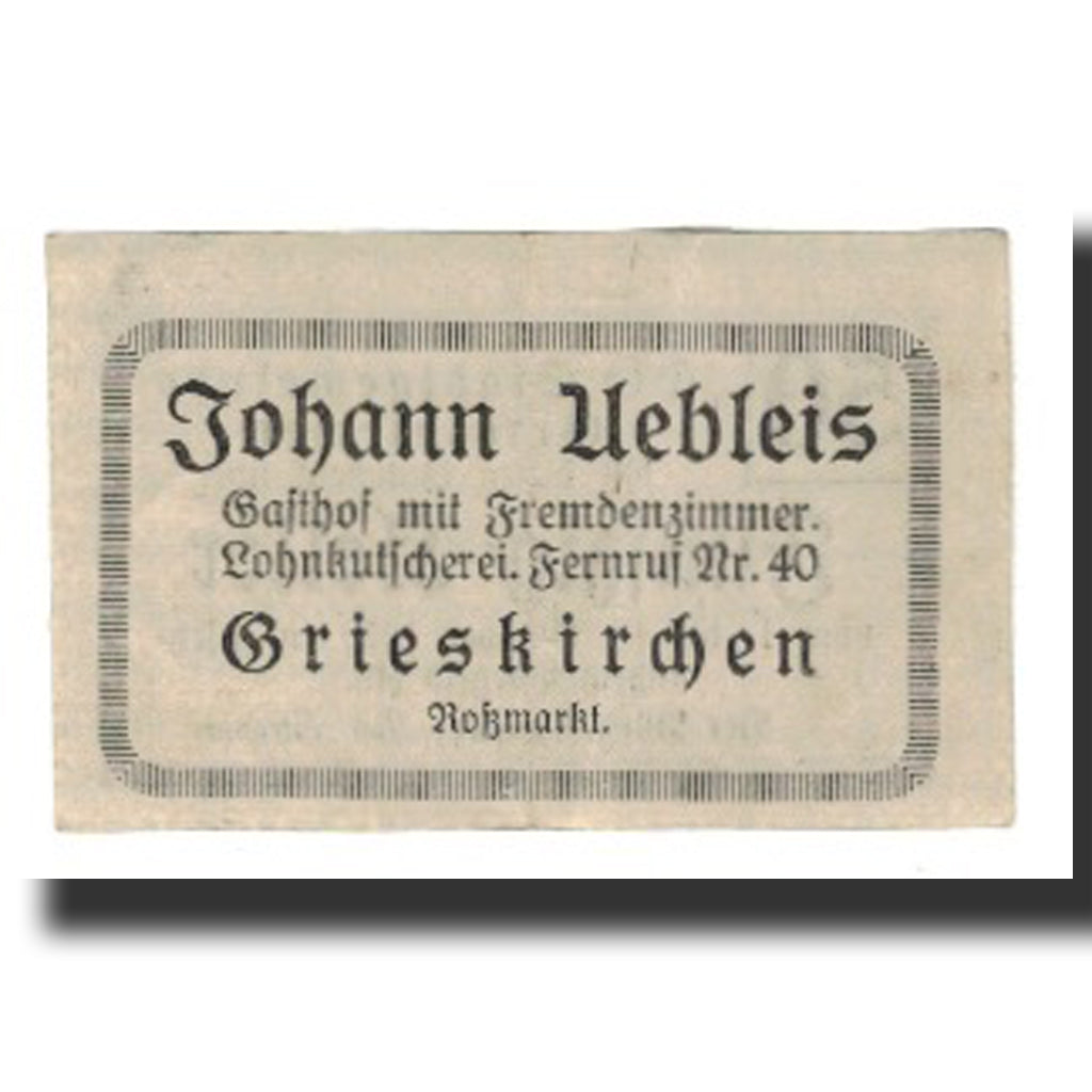 Nota, Áustria, Grieskirchen, 50 Heller, Texte 4, 1920, 1920-10-15, EF(40-45)