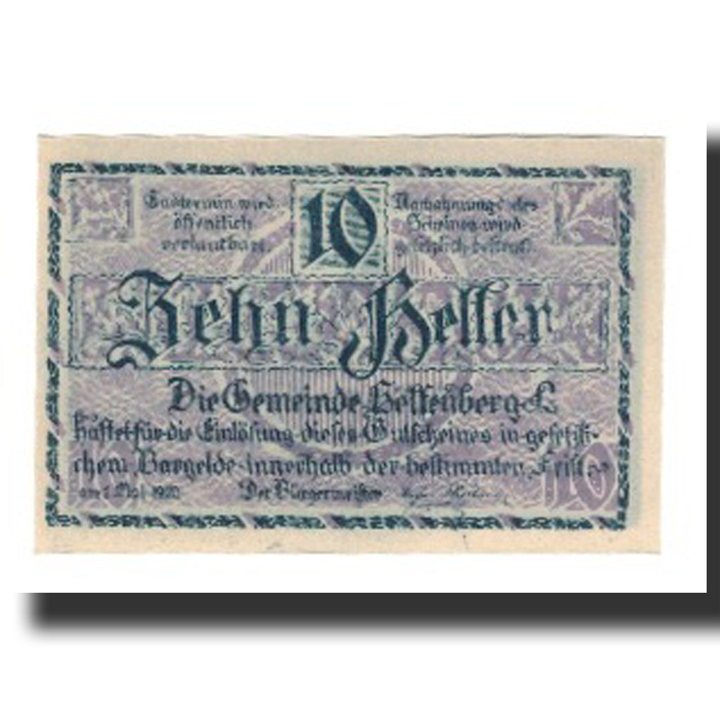 Geldschein, Österreich, Helfenberg O.Ö. Gemeinde, 10 Heller, Texte, 1920