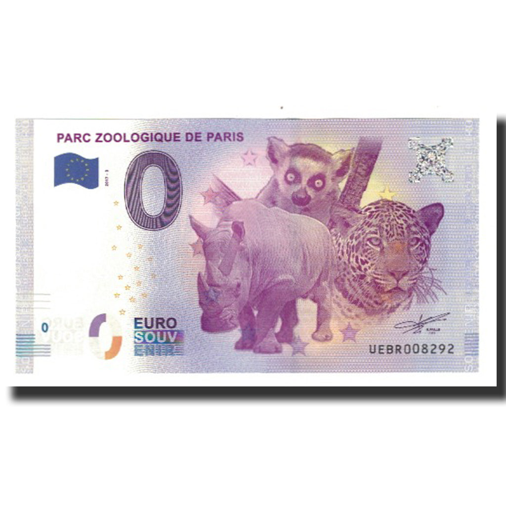 Francja, Tourist Banknote - 0 Euro, 75/ Paris - Parc Zoologique de Paris, 2017