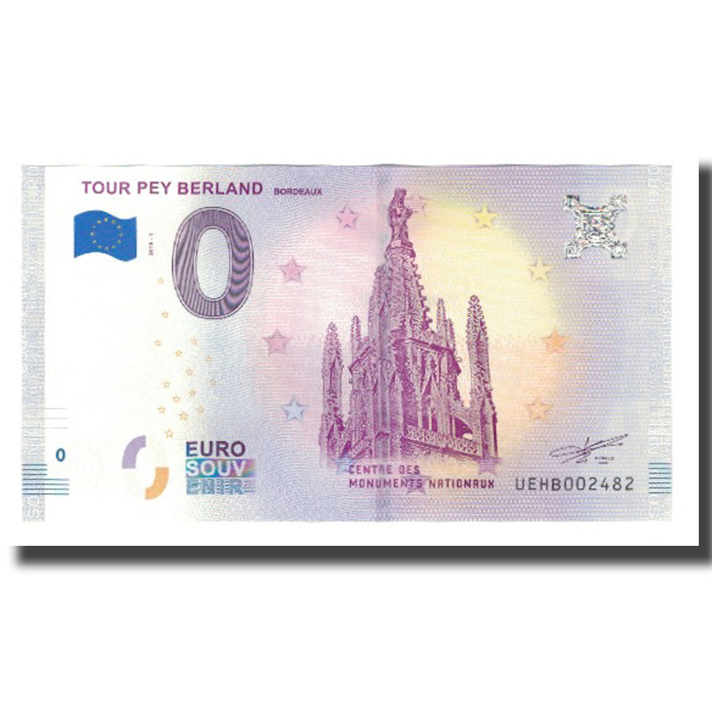 França, Tourist Banknote - 0 Euro, 33/ Bordeaux - La Tour Pey Berland, 2018