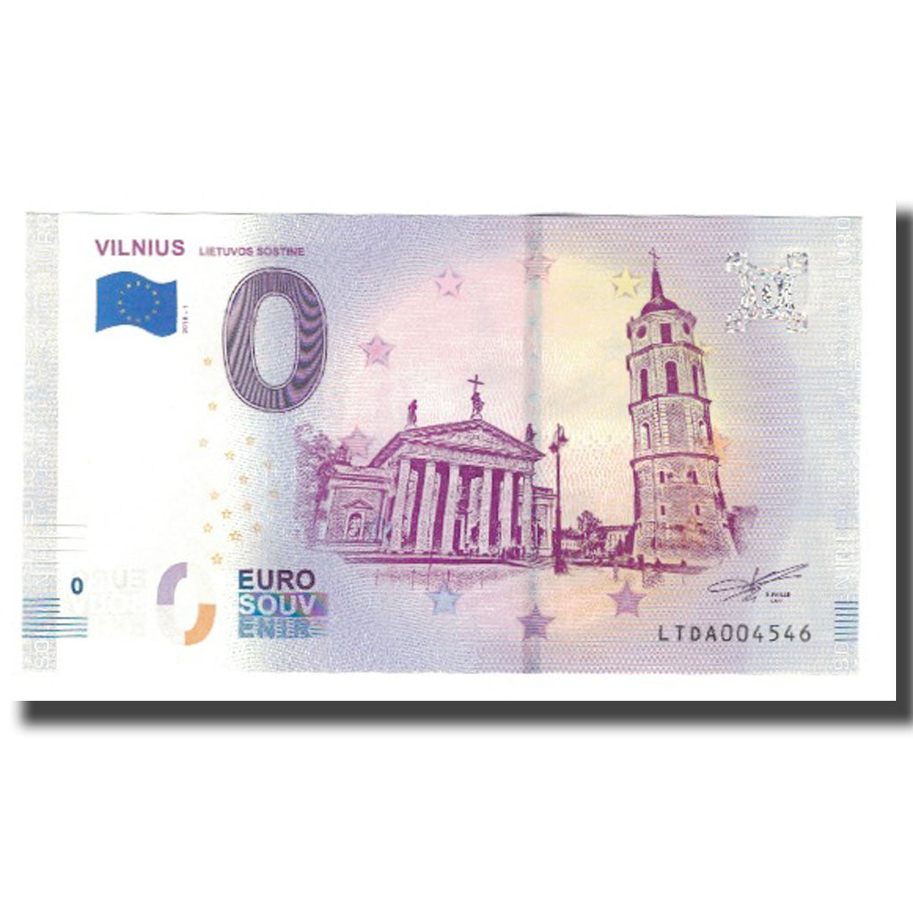 Lituania, Tourist Banknote - 0 Euro, Lithuania - Vilnius - La Cathédrale de
