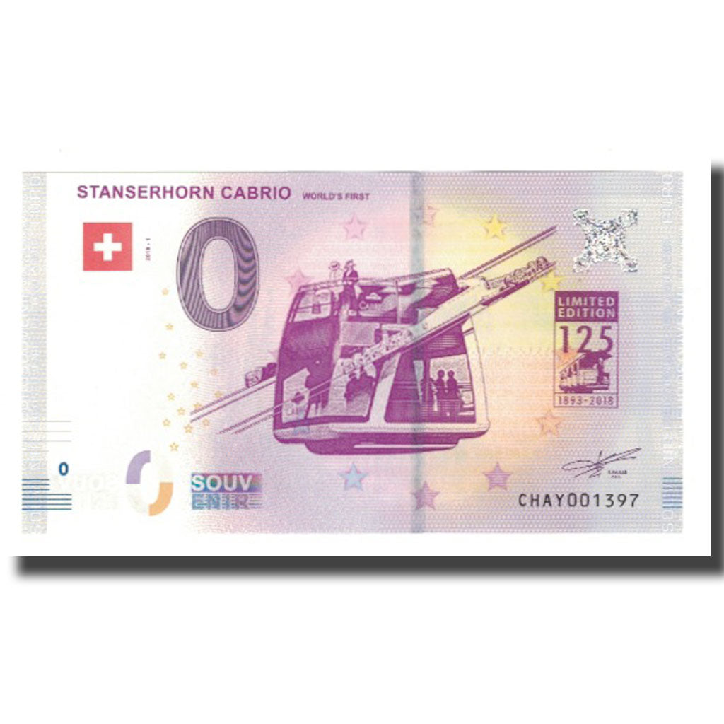 Suíça, Tourist Banknote - 0 Euro, Switzerland - Stans - Le Téléphérique