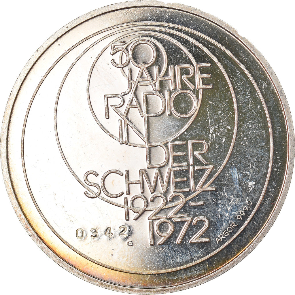 Switzerland, Medal, 50 Jahre Radio der Schweiz, 1972, MS(60-62), Silver