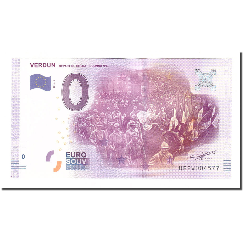 France, Tourist Banknote - 0 Euro, 55/ Verdun - Départ du Soldat Inconnu N°6 -
