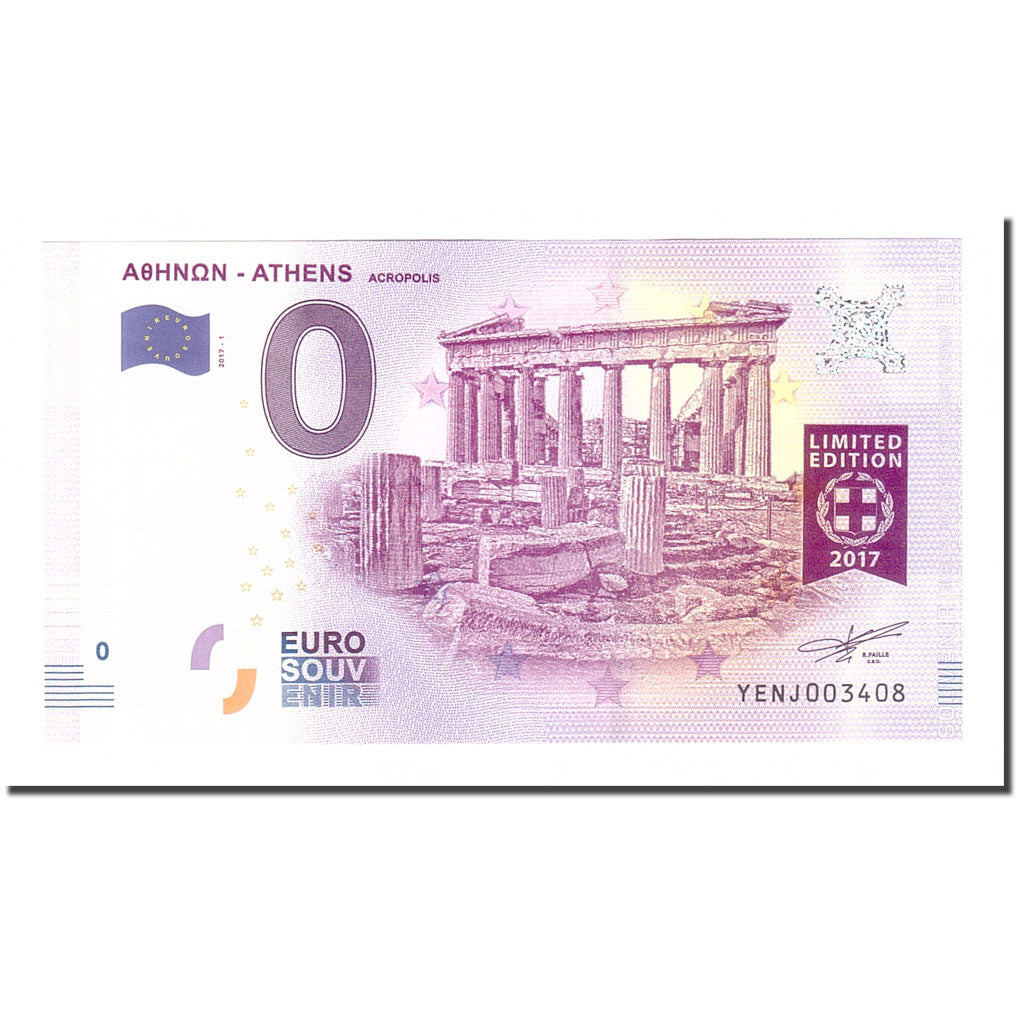 Grecia, Tourist Banknote - 0 Euro, Greece - Athens - Acropolis - Acropole