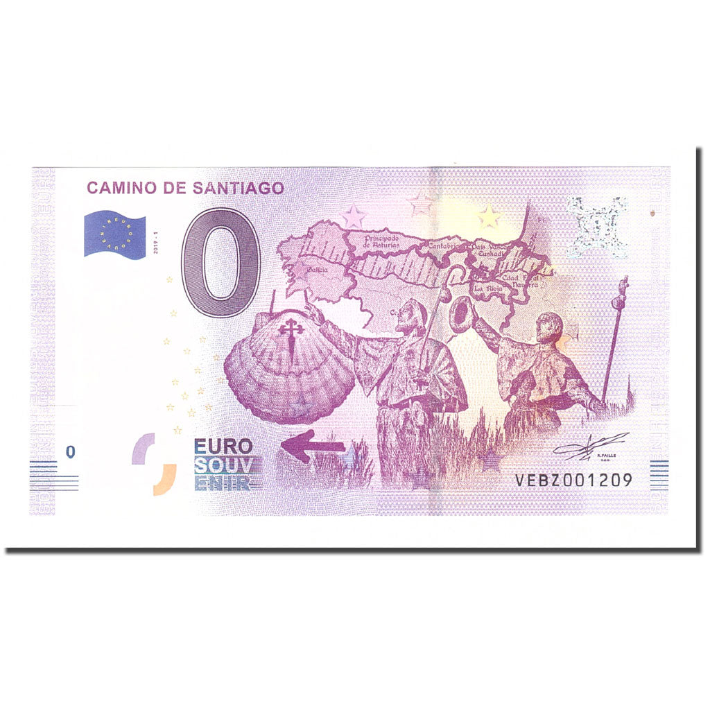 Spain, Tourist Banknote - 0 Euro, Spain - Saint-Jacques-de-Compostelle - Camino
