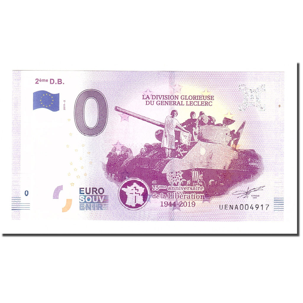 Francia, Tourist Banknote - 0 Euro, 75/ Paris - 2ème DB - 2ème Division