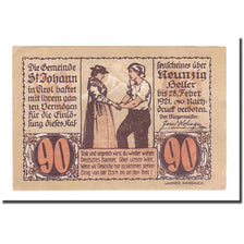 Billet, Autriche, St Johann in Tirol, 90 Heller, paysage 2, 1921, 1921-01-31