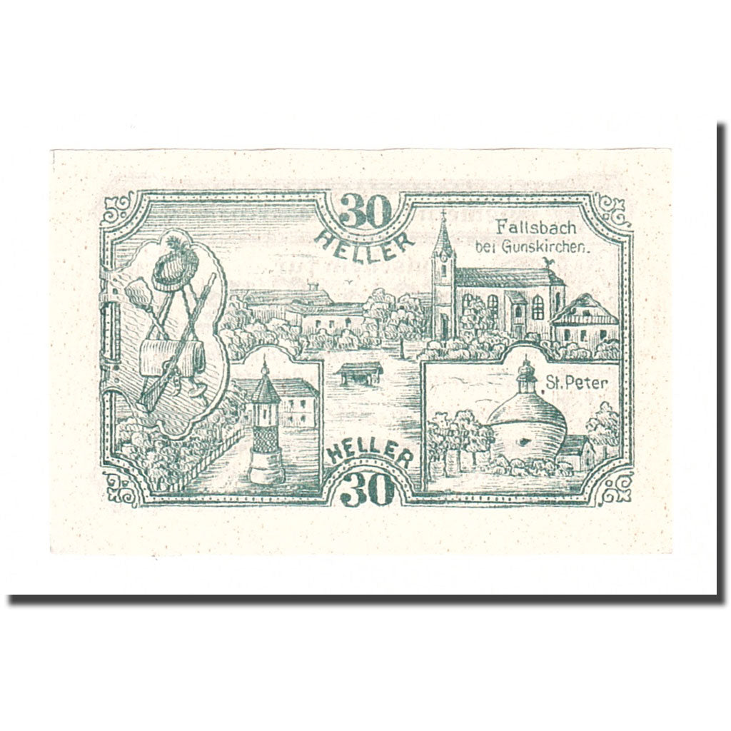 Banknot, Austria, Gunskirchen, 30 Heller, paysage, 1921, 1921-12-31, AU(55-58)