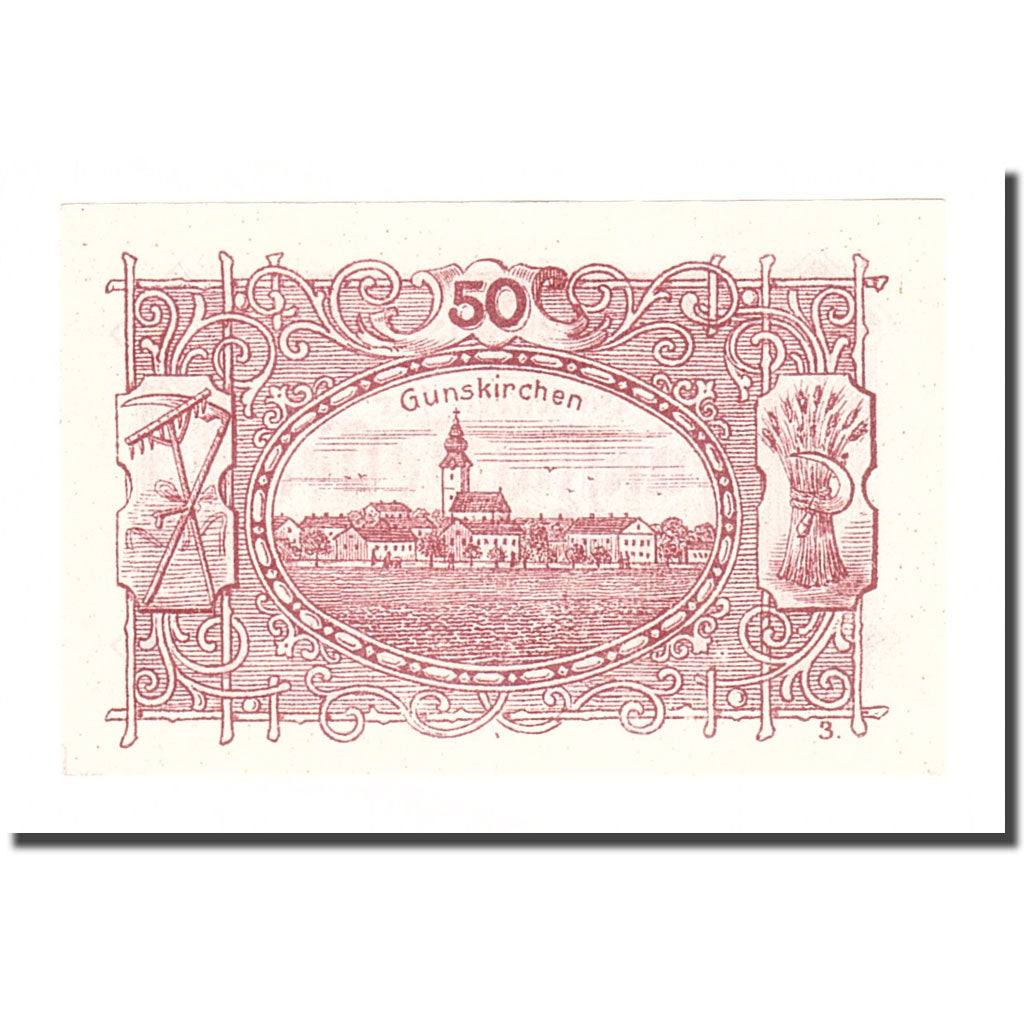 Geldschein, Österreich, Gunskirchen, 50 Heller, paysage 1, 1921, 1921-12-31