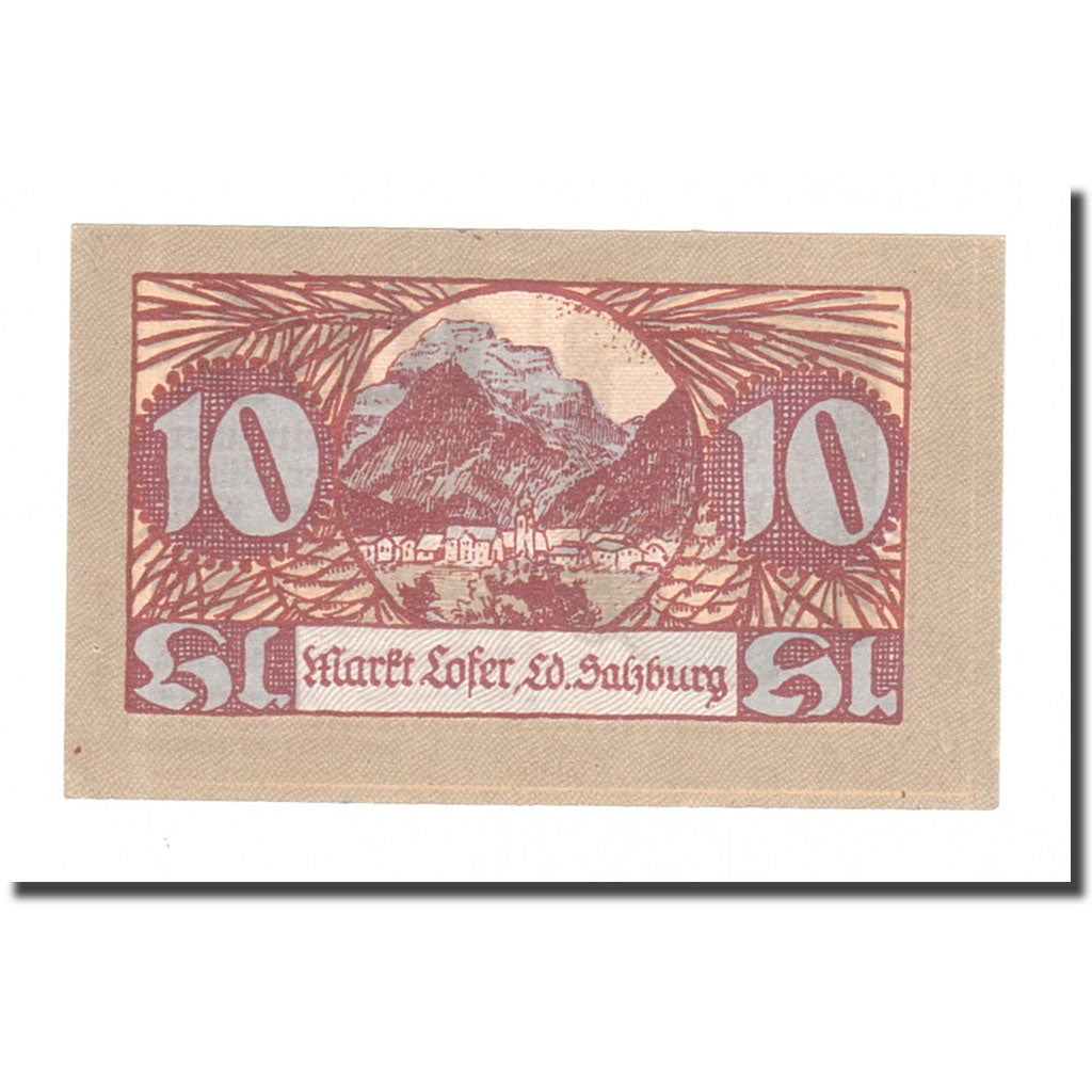 Banknote, Austria, Lofer Sbg. Marktgemeinde, 10 Heller, paysage, 1921